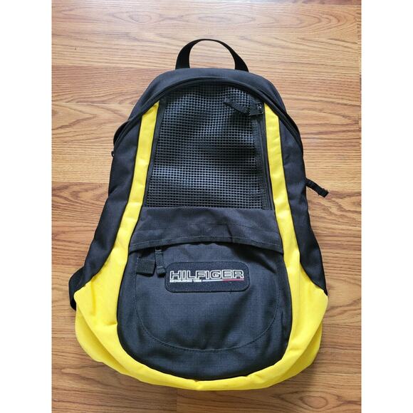 Tommy Hilfiger Athletic Gear Sports Backpack Black/Yellow - Picture 1 of 6